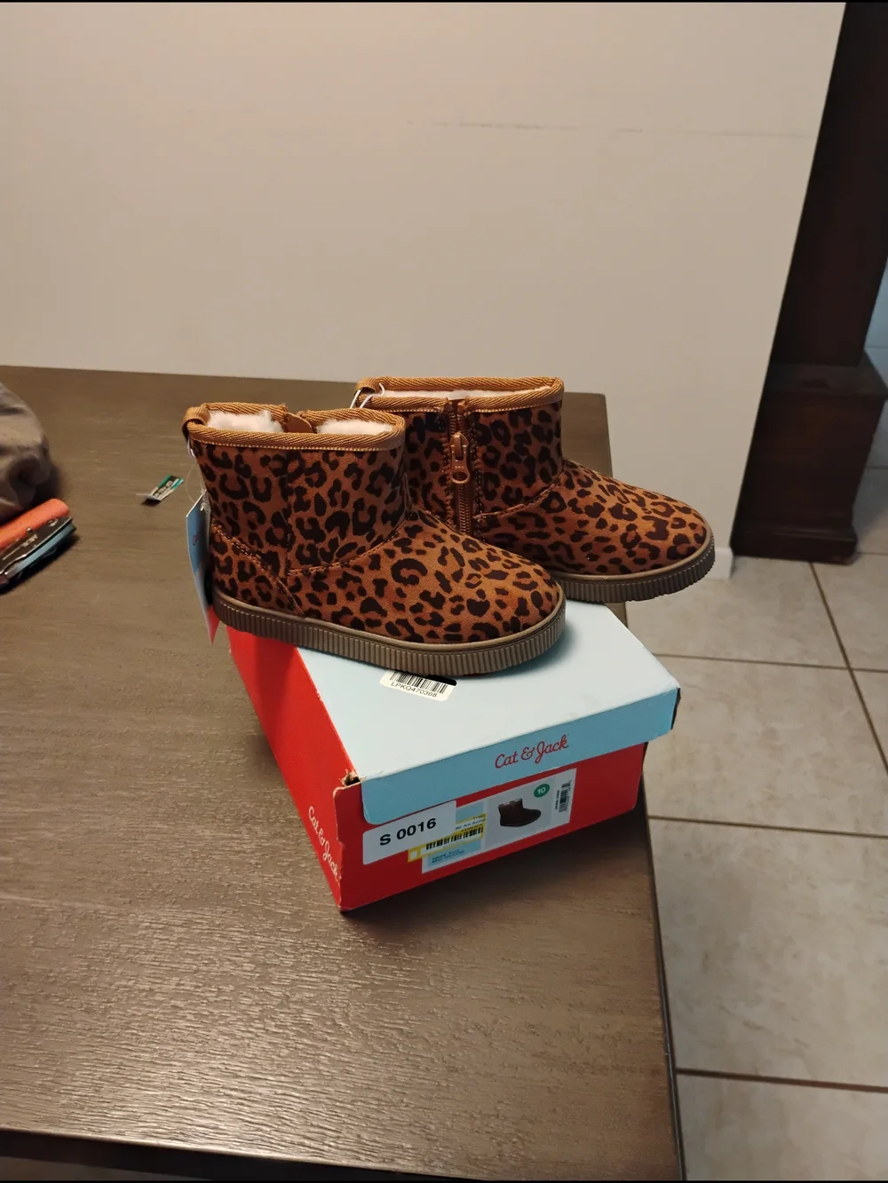 Cat & Jack Girls Leopard Print Brown Boots